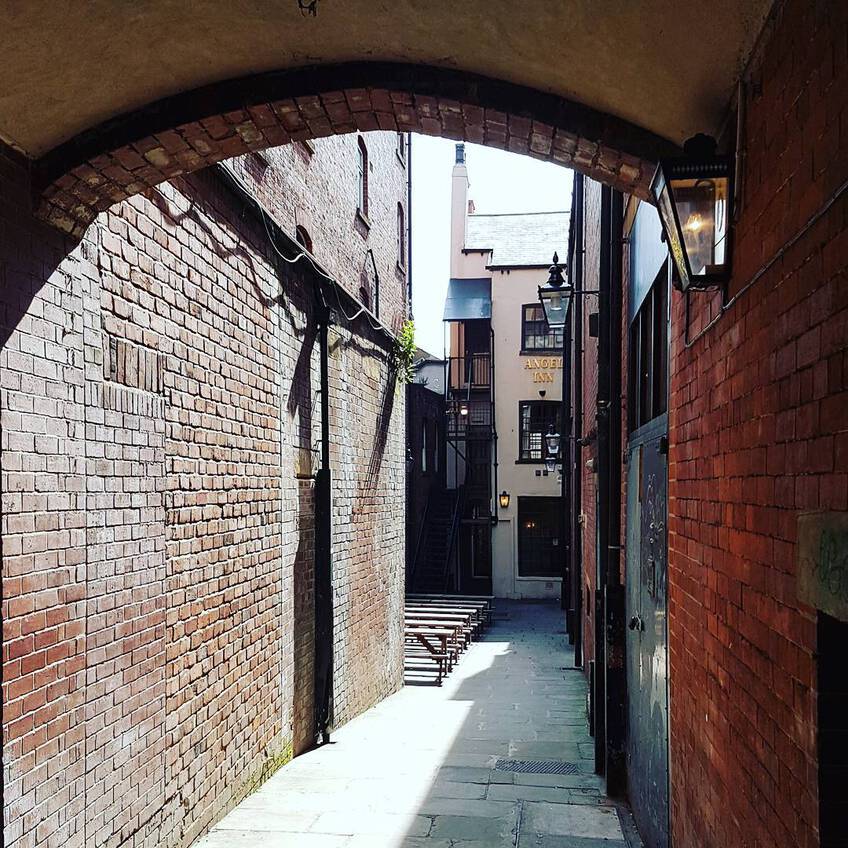 The Angel Inn, tucked away at the back of Angel Inn Yard. Recommended by Treasure Hunt Leeds.